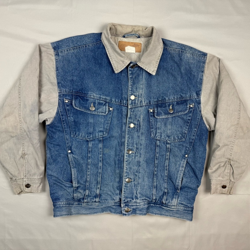 Vtg Wrangler Mens Western Jean Jacket Medium Distressed Color Block Trucker B5